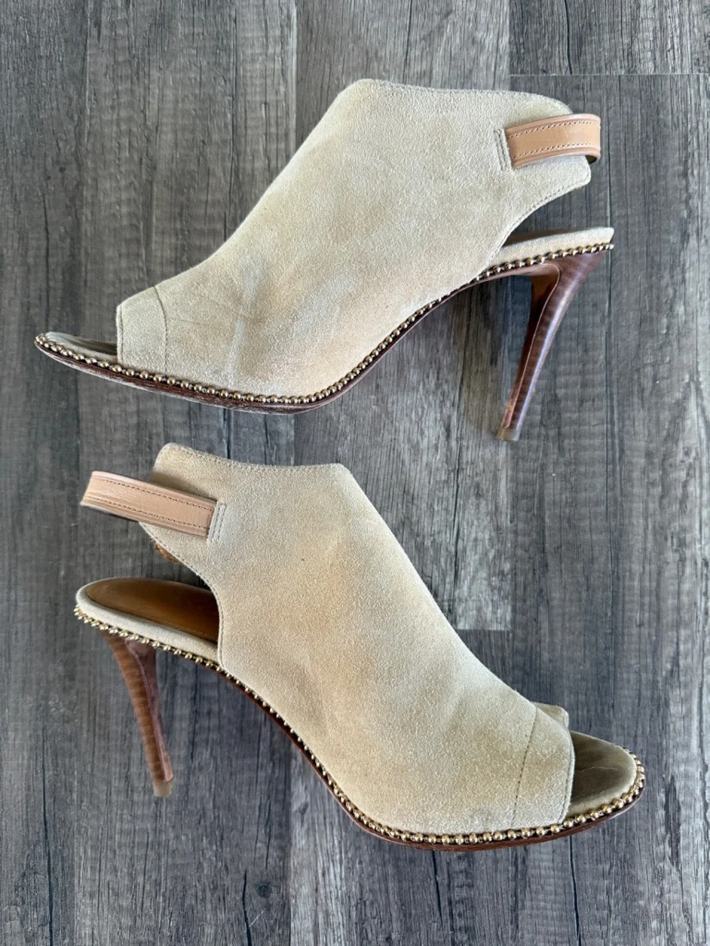Coach Shoes Kate Brown Suede Buckle Heels Sandal Booties Size 7.5 - Picture 2 of 12